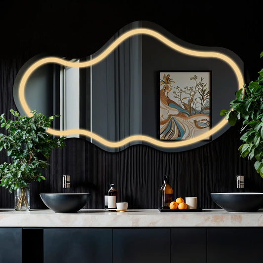 Oglinda LED Asimetrica v2, Fara functii, LED 3000K Cald - Gama Salono Model 1