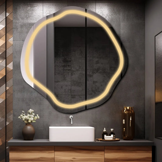 Oglinda LED Asimetrica v5, Fara functii, LED 3000K Cald - Gama Salono Model 1