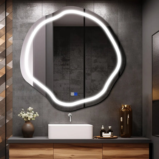 Oglinda LED Asimetrica v5, Touch LED, Dimare, Dezaburire, LED 6000K Rece - Gama Salono Model 1