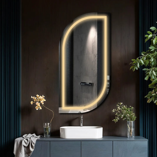 Oglinda LED Semiovala v1, Fara functii, LED 3000K Cald - Gama Salono Model 1