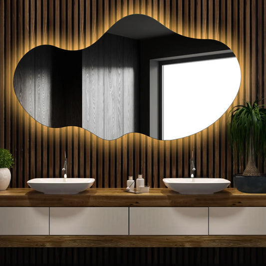 Oglinda LED Asimetrica v2, Fara functii, LED 3000K Cald - Gama Ambient Model 1