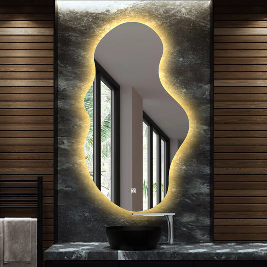 Oglinda LED Asimetrica v3, Touch LED, Dimare, LED 3000K Cald - Gama Ambient Model 1