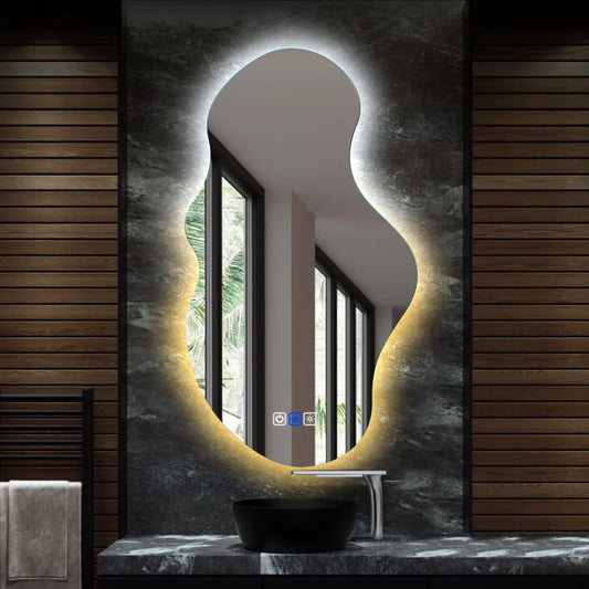 Oglinda LED Asimetrica v3, Touch LED, Dimare, Dezaburire, LED Reglabil 3000K-6000K - Gama Ambient Model 1