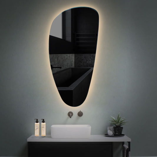 Oglinda LED Asimetrica verticala 130x65cm fara butoane cu lumina Neutra 4000K Reyze Ambient 1