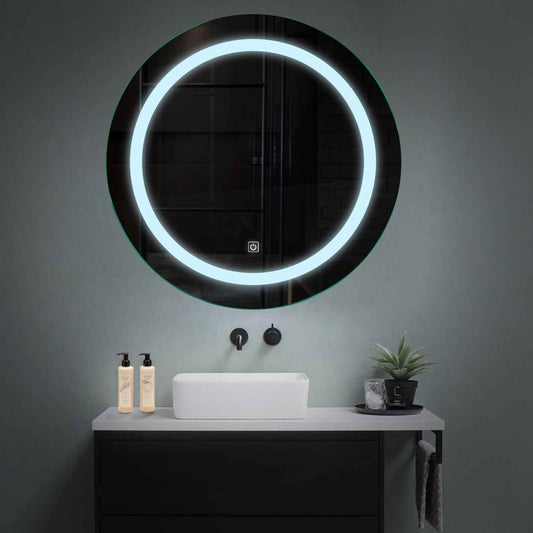 Oglinda LED rotunda cu lumina LED rece Gama Salono Model 1 cu buton touch - Reyze