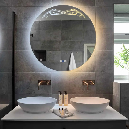 Oglinda LED Rotunda, Touch LED, Dimare, Dezaburire, LED Reglabil 3000K-6000K - Gama Good Vibes Model 6