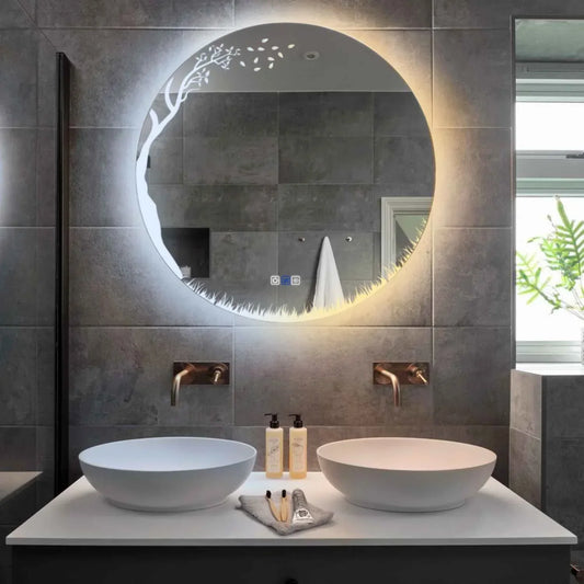 Oglinda LED Rotunda, Touch LED, Dimare, Dezaburire, LED Reglabil 3000K-6000K - Gama Good Vibes Model 8