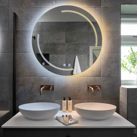 Oglinda LED Rotunda, Touch LED, Dimare, Dezaburire, LED Reglabil 3000K-6000K - Gama Minimal Model 2