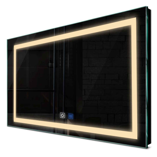 Oglinda LED orizontala cu lumina LED calda Gama Salono Model 1 cu butoane touch si dezaburire - Reyze