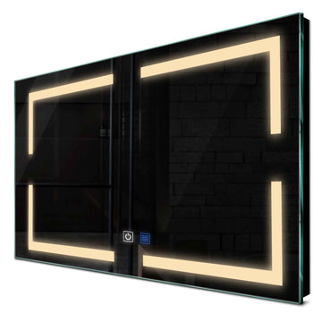 Oglinda LED orizontala cu lumina LED calda Gama Salono Model 2 cu butoane touch si dezaburire - Reyze