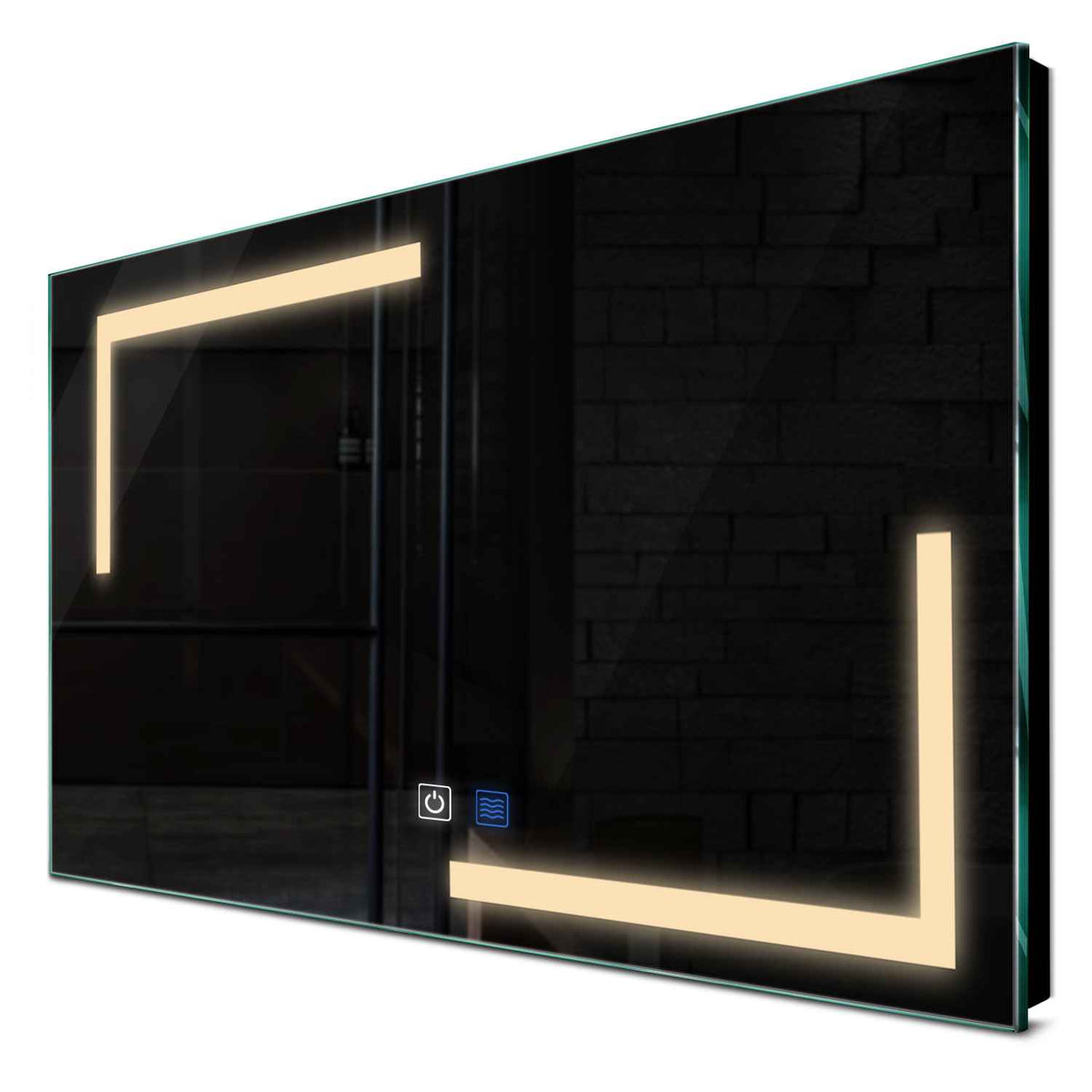 Oglinda LED orizontala cu lumina LED calda Gama Salono Model 3 cu butoane touch si dezaburire - Reyze