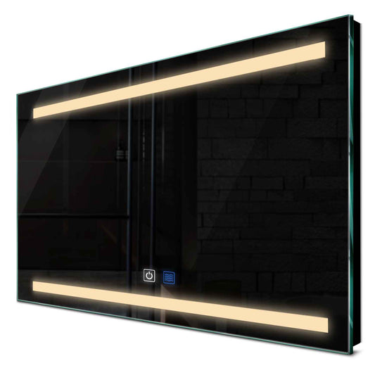 Oglinda LED orizontala cu lumina LED calda Gama Salono Model 4 cu butoane touch si dezaburire - Reyze