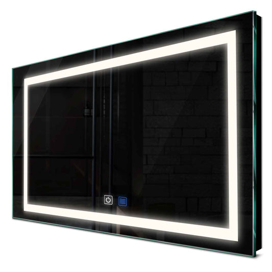 Oglinda LED orizontala cu lumina LED neutra Gama Salono Model 1 cu butoane touch si dezaburire - Reyze