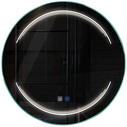 Oglinda LED rotunda cu lumina LED neutra Gama Salono Model 7 cu butoane touch si dezaburire - Reyze