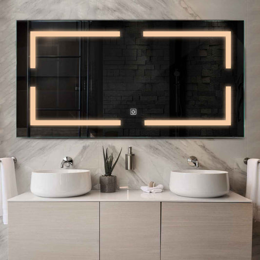 Oglinda LED Orizontala, Touch LED, Dimare, LED 3000K Cald - Gama Salono Model 2