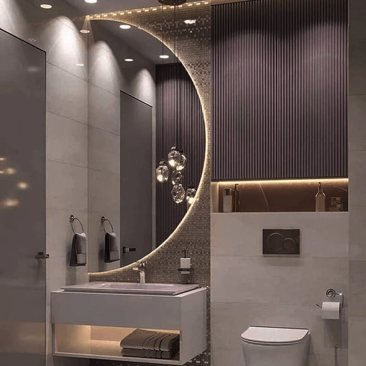 Oglinda LED Semiluna 80x160 cm cu buton touch lumina Neutra 4000K Reyze Ambient 1