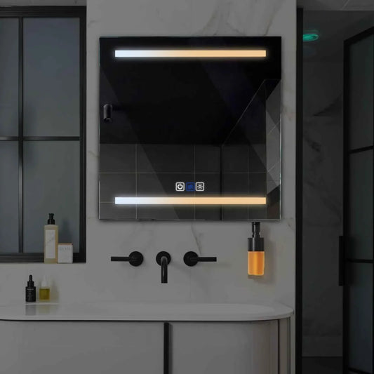 Oglinda LED Patrata, Touch LED, Dimare, Dezaburire, LED Reglabil 3000K-6000K - Gama Salono Model 4
