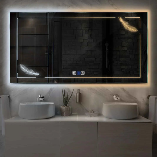 Oglinda LED Orizontala, Touch LED, Dimare, Dezaburire, LED Reglabil 3000K-6000K - Gama Good Vibes Model 2