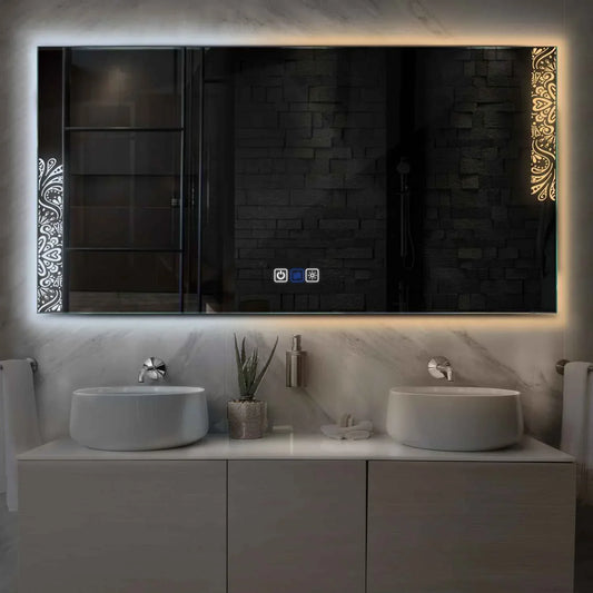 Oglinda LED Orizontala, Touch LED, Dimare, Dezaburire, LED Reglabil 3000K-6000K - Gama Good Vibes Model 4