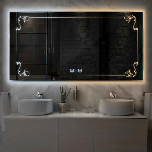 Oglinda LED Orizontala, Touch LED, Dimare, Dezaburire, LED Reglabil 3000K-6000K - Gama Good Vibes Model 5