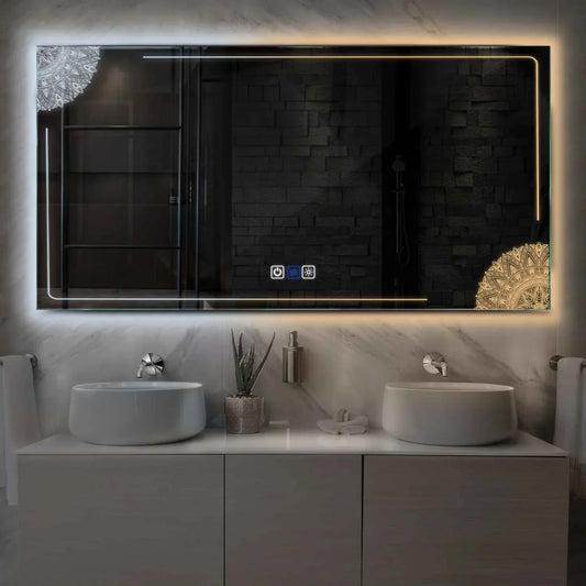 Oglinda LED Orizontala, Touch LED, Dimare, Dezaburire, LED Reglabil 3000K-6000K - Gama Good Vibes Model 7