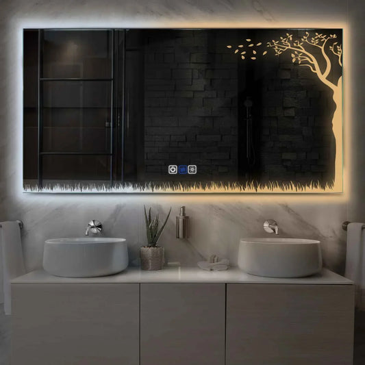 Oglinda LED Orizontala, Touch LED, Dimare, Dezaburire, LED Reglabil 3000K-6000K - Gama Good Vibes Model 8