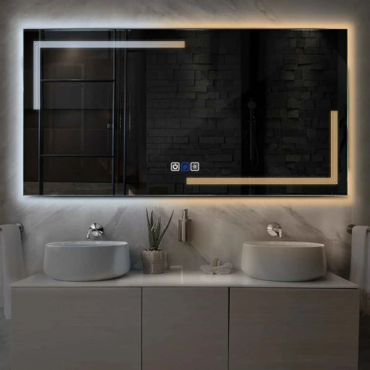 Oglinda LED Orizontala, Touch LED, Dimare, Dezaburire, LED Reglabil 3000K-6000K - Gama Minimal Model 2