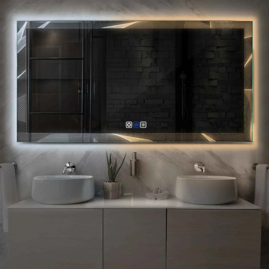 Oglinda LED Orizontala, Touch LED, Dimare, Dezaburire, LED Reglabil 3000K-6000K - Gama Simetria Model 2