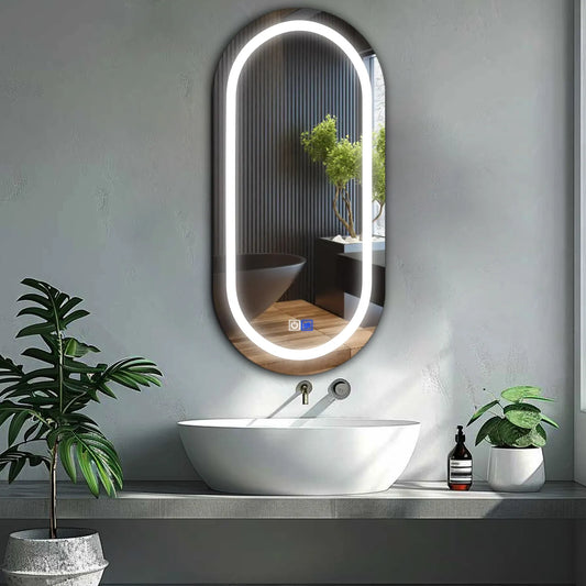 Oglinda LED Ovala, Touch LED, Dimare, Dezaburire, LED 6000K Rece - Gama Salono Model 1