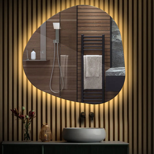 Oglinda LED Asimetrica v1, Fara functii, LED 3000K Cald - Gama Ambient Model 1