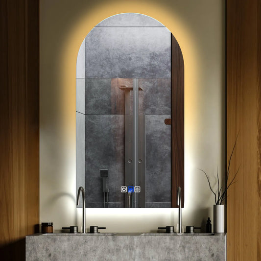 Oglinda LED Semiovala v2, Touch LED, Dimare, Dezaburire, LED Reglabil 3000K-6000K - Gama Ambient Model 1