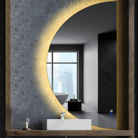 Oglinda LED Semiluna (Dreapta), Touch LED, Dimare, Dezaburire, LED 3000K Cald - Gama Ambient Model 1