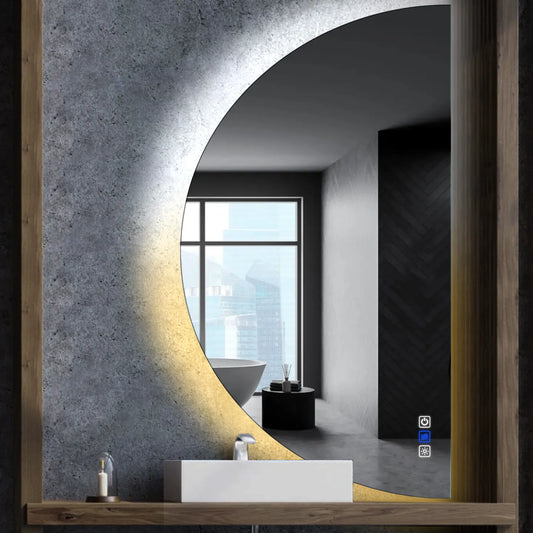 Oglinda LED Semiluna (Dreapta), Touch LED, Dimare, Dezaburire, LED Reglabil 3000K-6000K - Gama Ambient Model 1