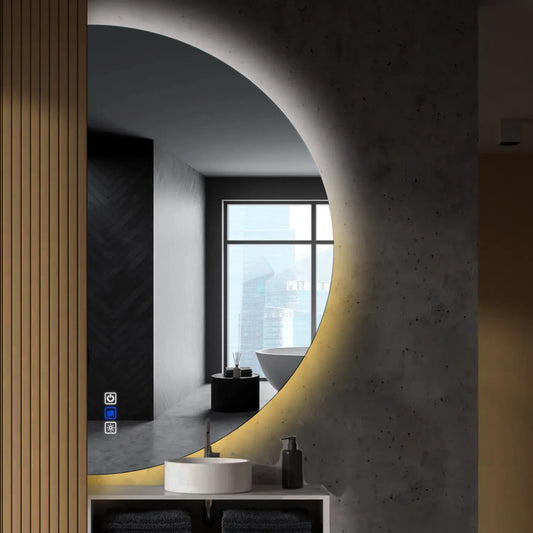 Oglinda LED Semiluna (Stanga), Touch LED, Dimare, Dezaburire, LED Reglabil 3000K-6000K - Gama Ambient Model 1