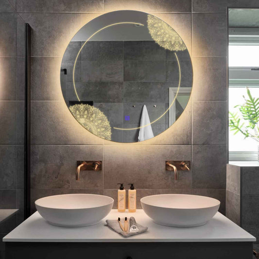 Oglinda LED Rotunda, Touch LED, Dimare, LED 3000K Cald - Gama Good Vibes Model 7