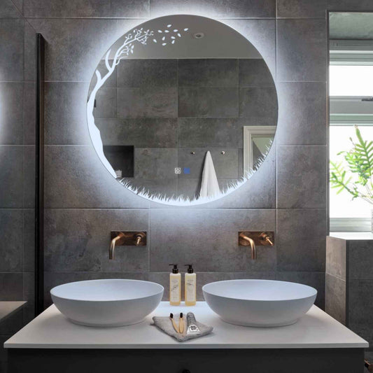 Oglinda LED Rotunda, Touch LED, Dimare, Dezaburire, LED 6000K Rece - Gama Good Vibes Model 8