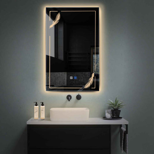 Oglinda LED Verticala, Touch LED, Dimare, Dezaburire, LED 3000K Cald - Gama Good Vibes Model 2