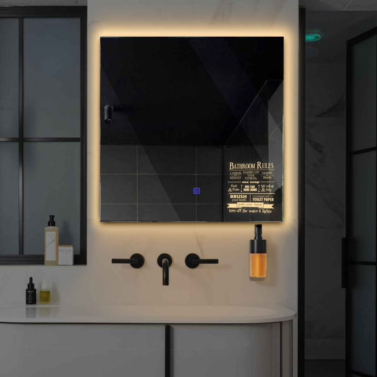 Oglinda LED Patrata, Touch LED, Dimare, LED 3000K Cald - Gama Motivated Model 5