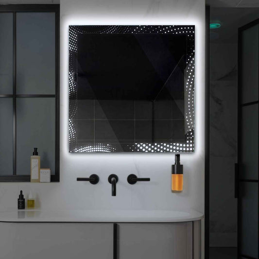 Oglinda LED Patrata, Fara functii, LED 6000K Rece - Gama Simetria Model 8