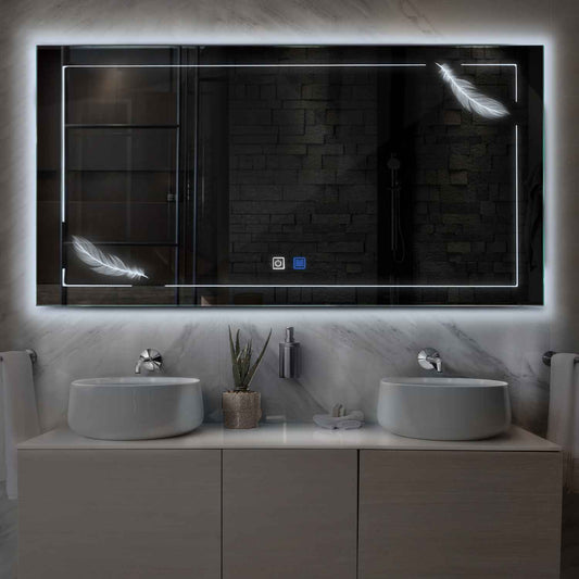 Oglinda LED Orizontala, Touch LED, Dimare, Dezaburire, LED 6000K Rece - Gama Good Vibes Model 2