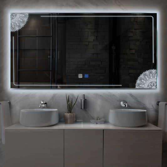 Oglinda LED Orizontala, Touch LED, Dimare, Dezaburire, LED 6000K Rece - Gama Good Vibes Model 7