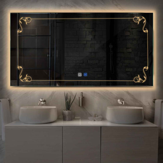 Oglinda LED Orizontala, Touch LED, Dimare, Dezaburire, LED 3000K Cald - Gama Good Vibes Model 5