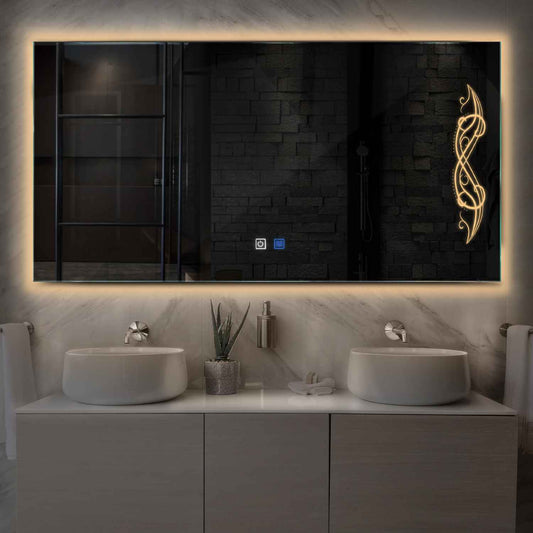 Oglinda LED Orizontala, Touch LED, Dimare, Dezaburire, LED 3000K Cald - Gama Good Vibes Model 6