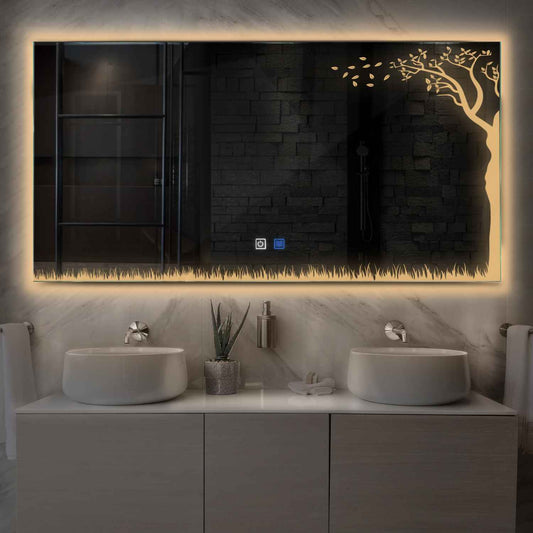 Oglinda LED Orizontala, Touch LED, Dimare, Dezaburire, LED 3000K Cald - Gama Good Vibes Model 8