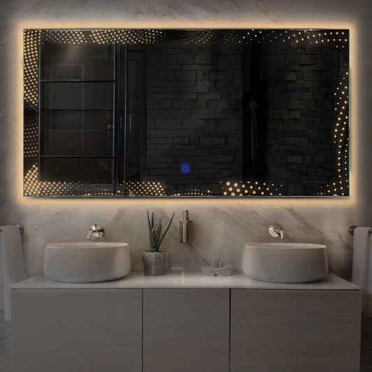 Oglinda LED Orizontala, Touch LED, Dimare, LED 3000K Cald - Gama Simetria Model 8