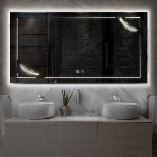 Oglinda LED Orizontala, Touch LED, Dimare, Dezaburire, LED 4000K Neutru - Gama Good Vibes Model 2