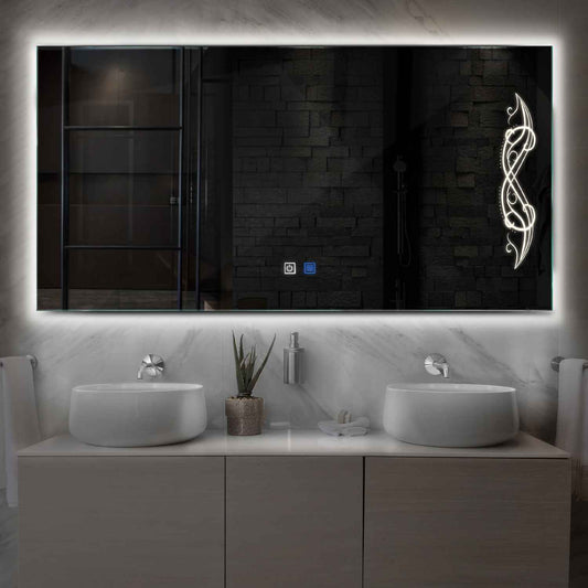 Oglinda LED Orizontala, Touch LED, Dimare, Dezaburire, LED 4000K Neutru - Gama Good Vibes Model 6