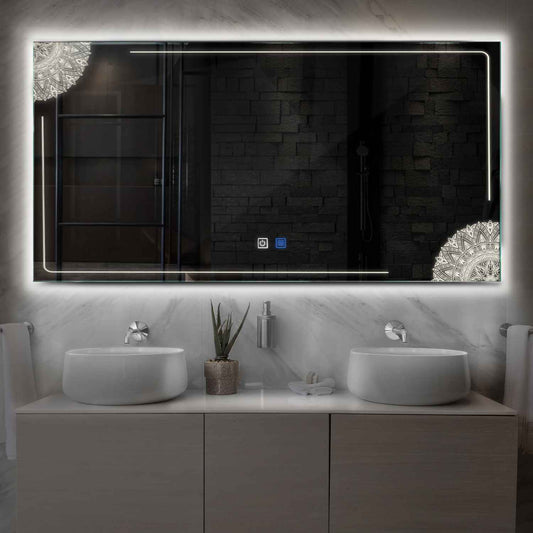 Oglinda LED Orizontala, Touch LED, Dimare, Dezaburire, LED 4000K Neutru - Gama Good Vibes Model 7