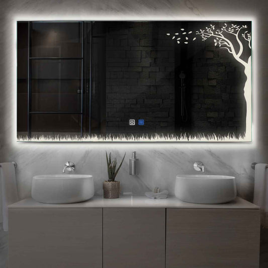 Oglinda LED Orizontala, Touch LED, Dimare, Dezaburire, LED 4000K Neutru - Gama Good Vibes Model 8