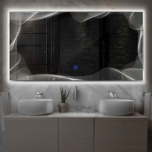 Oglinda LED Orizontala, Touch LED, Dimare, LED 4000K Neutru - Gama Simetria Model 3